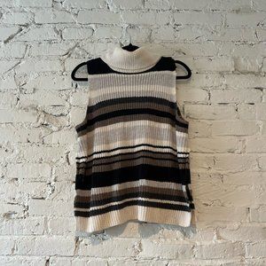 Abercrombie & Fitch Neutral Toned Striped Turtle Neck Sweater Vest | Size M